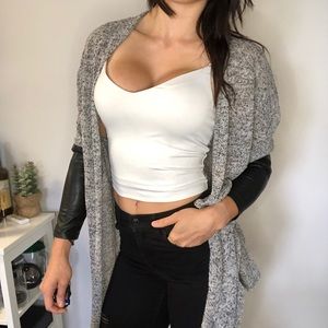 FOREVER21 leather sleeve cardigan